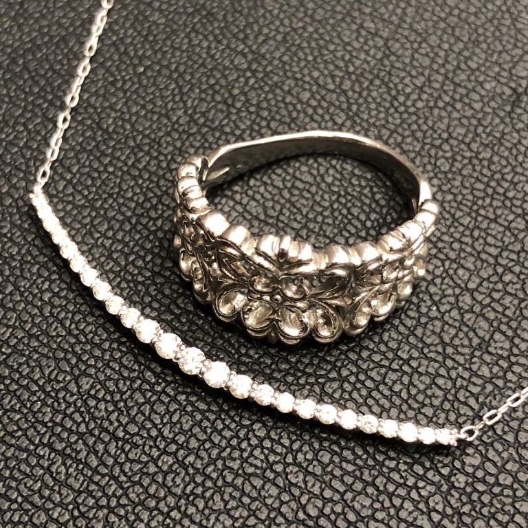 Pt950 K18WG / リング ネックレス ダイヤ