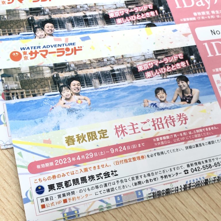 東京サマーランド 株主優待券 ワンデーパス